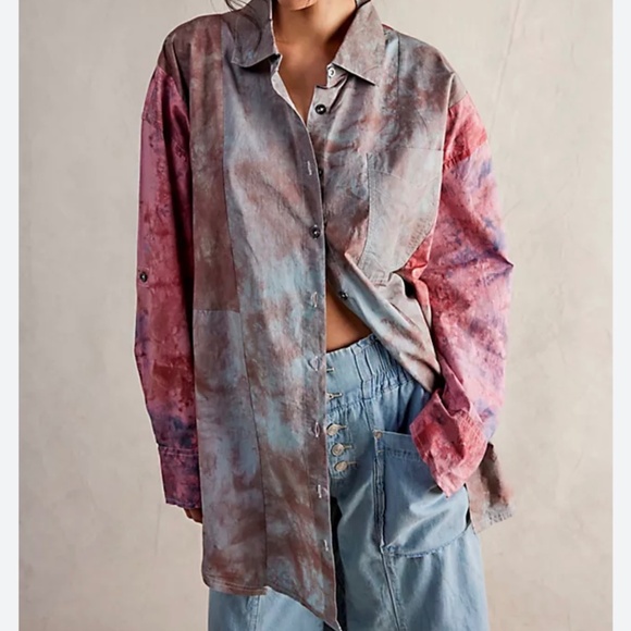 Free People Tops - NWOT $148 We The Free Washed At Sea Oversized Shirt Size S